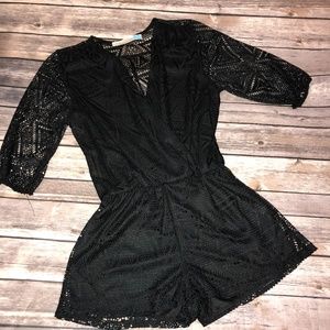 Vintage Havana Black Lace 3/4 Sleeve Romper Tween